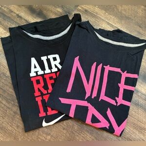 Nike Women’s Black and Blue Shirt with Pink & White Logos